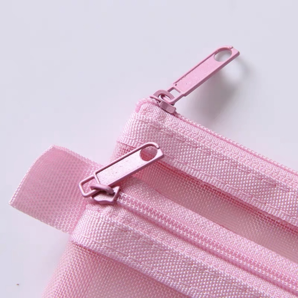 

KOTAK PENSIL 2 (DUA) RESLETING / TEMPAT PENSIL MESH JARING TRANSPARAN