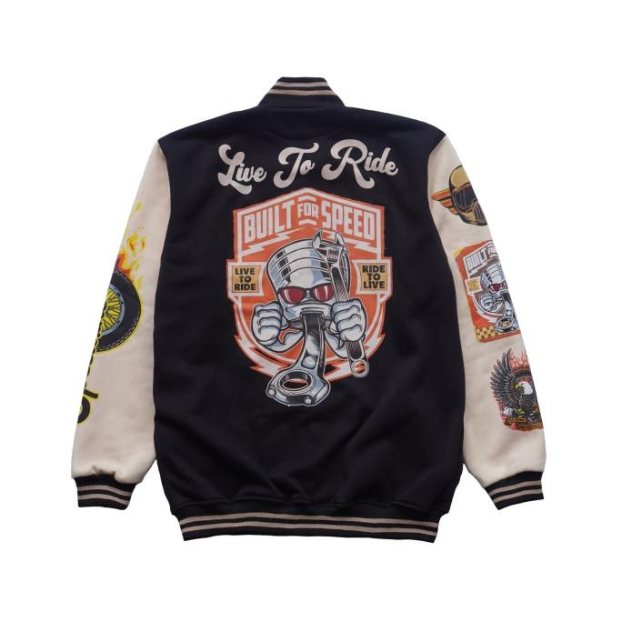 HEDON - Jaket Varsity Undefeated Black Motorcycle