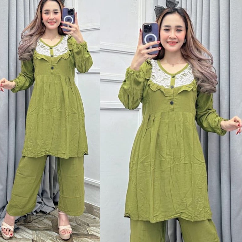 Limited Edition♧ [BISA COD BAYAR DIRUMAH] NEW ONESET TUNIK RENDA// SETELAN CELANA PANJANG TUNIK REND