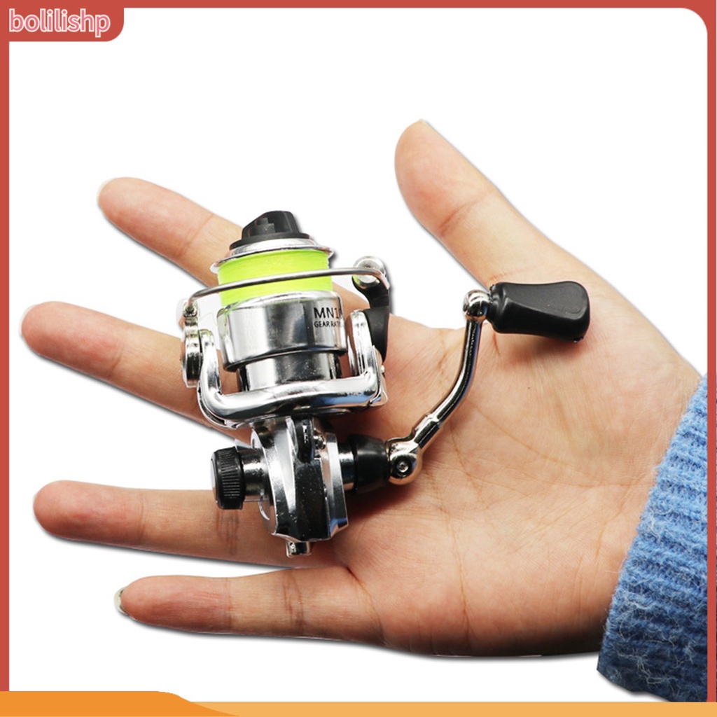 &lt;Bolilishp&gt; mini Fishing Reel Kekuatan Tinggi Lempar Stabilitas Anti-bombing Angling Metal 100type Spinning Reel Dengan Garis Memancing Luar Ruangan