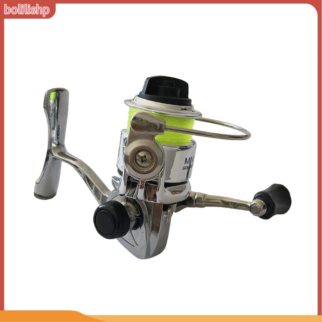 &lt;Bolilishp&gt; mini Fishing Reel Kekuatan Tinggi Lempar Stabilitas Anti-bombing Angling Metal 100type Spinning Reel Dengan Garis Memancing Luar Ruangan