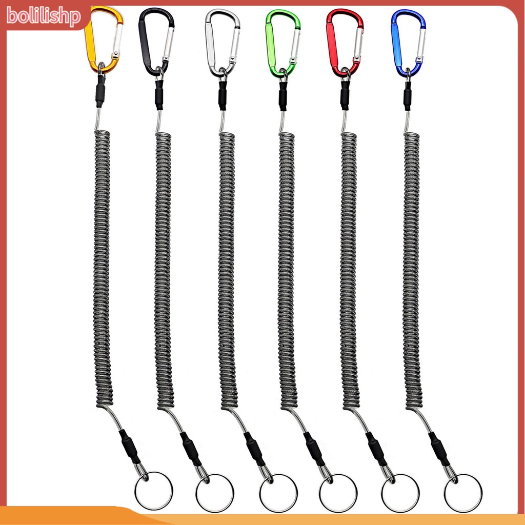 [Bolilishp] anti Hilang Tali Ditarik Dengan Gantungan Kunci Carabiner Tang Memancing Musim Semi Lilit Anti Maling Anti-Hilang Safety Lanyard Aksesoris Luar Ruangan