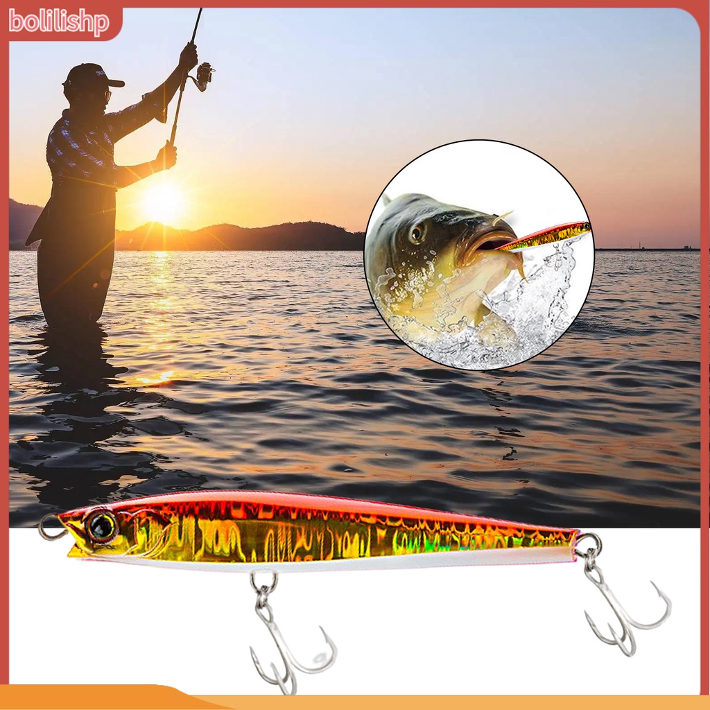 [Bolilishp] 50g/110mm Umpan Pancing Simulasi Lapisan Reflektif Kait Tajam Pancing Laut Panjang Casting Wastafel Pensil Buatan Umpan Peralatan Memancing