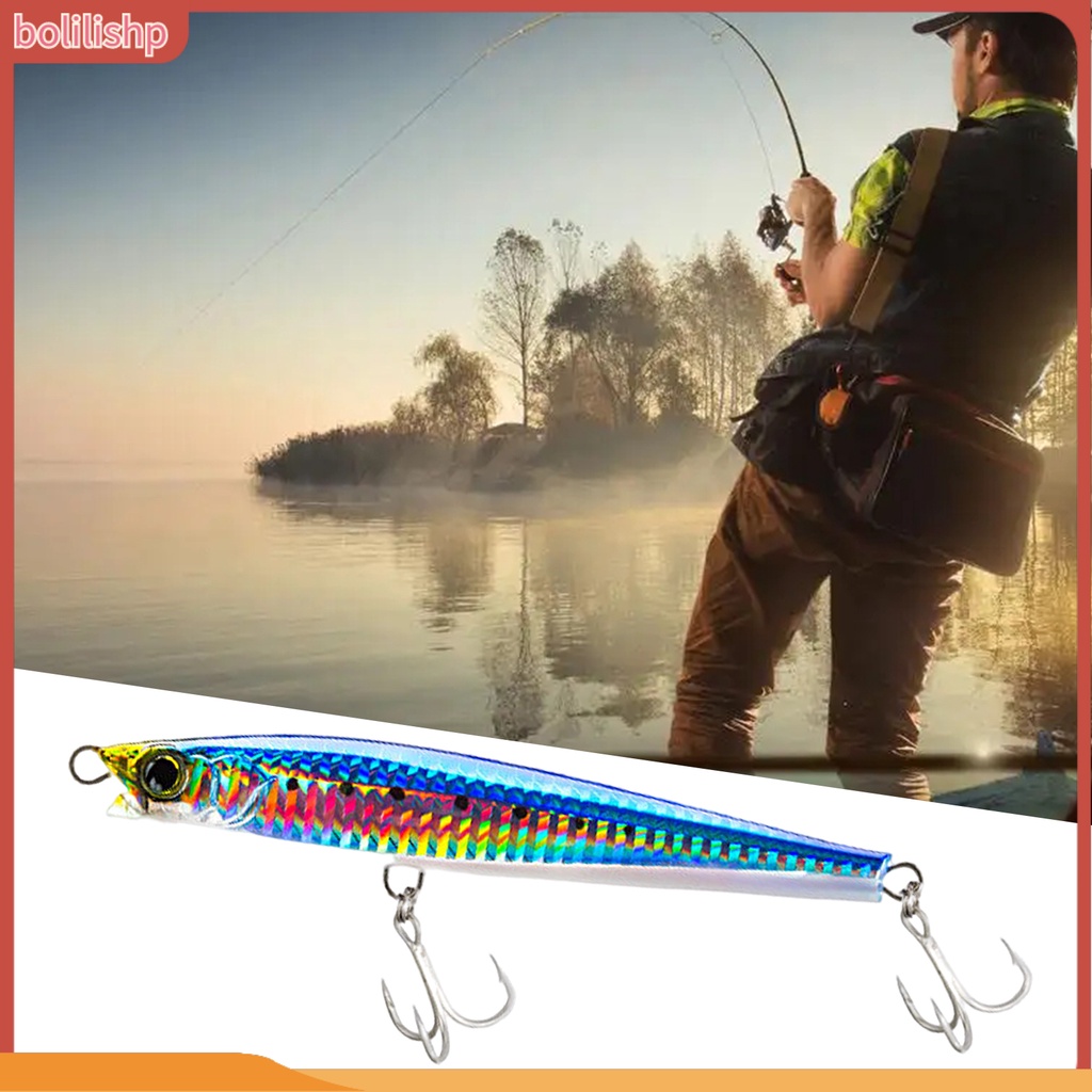 [Bolilishp] 50g/110mm Umpan Pancing Simulasi Lapisan Reflektif Kait Tajam Pancing Laut Panjang Casting Wastafel Pensil Buatan Umpan Peralatan Memancing