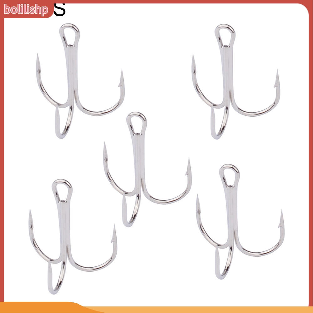 &lt;Bolilishp&gt; 50Pcs High-carbon Steel Crank Outdoor Fishing Lure Bait Triple Hooks Tackle Tool