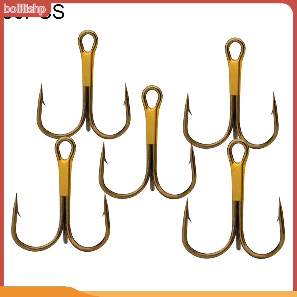 &lt;Bolilishp&gt; 50Pcs High-carbon Steel Crank Outdoor Fishing Lure Bait Triple Hooks Tackle Tool