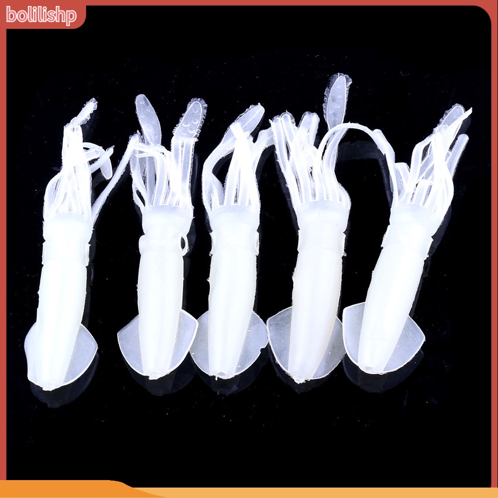 &lt;Bolilishp&gt; 5 Pcs Umpan Pancing Bentuk Cumi-Cumi Glow In The Dark