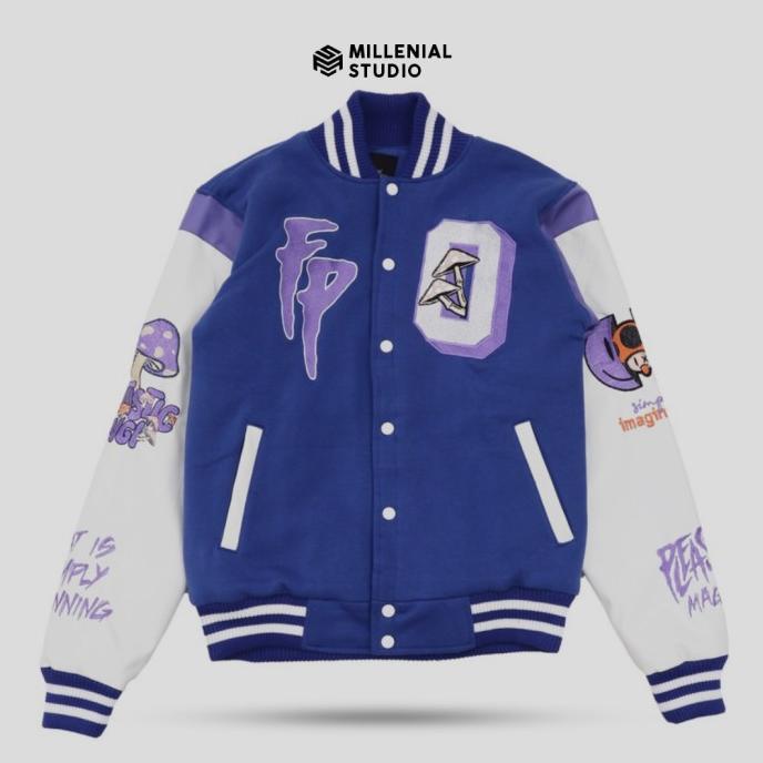 VARSITY JACKET FANTASY PLEASURE BLUE VARSITY KERAH BORDIR ORIGINAL