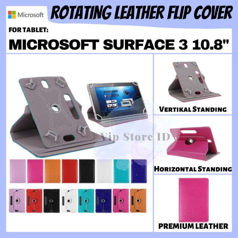 MICROSOFT SURFACE 3 TAB TABLET 10" 10.8 INCH 2015 ROTATE FLIP BOOK COVER CASE CASING SARUNG KESING F