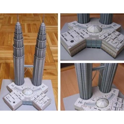 DIY Papercraft Lembar Pola Diorama Gedung Petronas