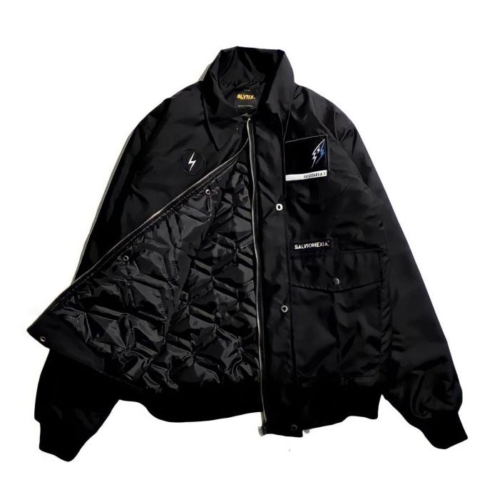 Slvhx Patrol Flight Jacket Lightning Bomber Jacket Black
