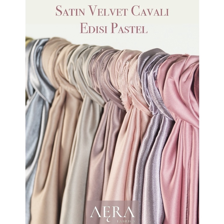BIG SALE H22 1 meter Kain Satin Velvet Cavali by Roberto Cavali edisi PASTEL sage green Ł