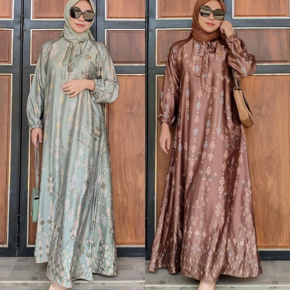 Azkayla Amara Dress Gamis Pesta Couple Silk Premium Busui All Size "TZA.29Jn23ᶻ"