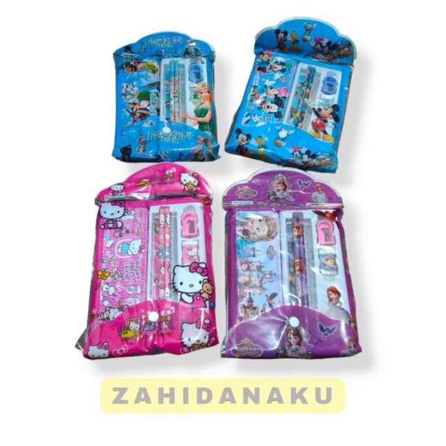 

souvenir Stationery set / Alat tulis set 6 in 1 ada kotak pensil