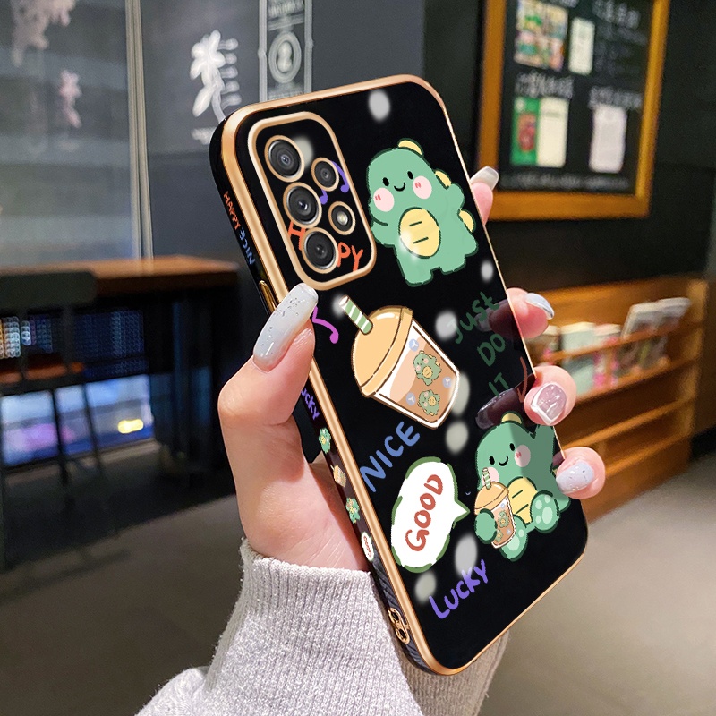 Case Ponsel untuk Samsung A72 5G A71 A70 A70s Case pola kartun dinosaurus HP pelindung lunak pelapis