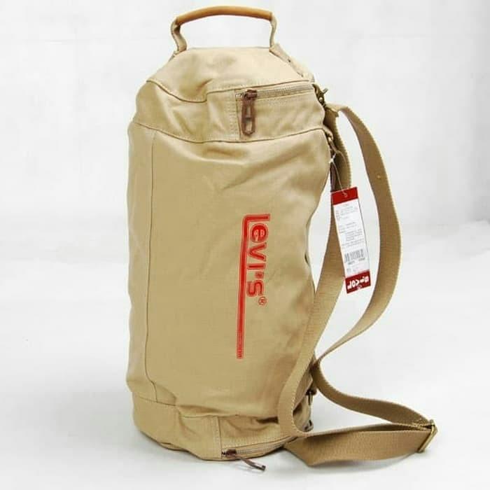 Tas Selempang Kanvas Bulat Pria Tas Jinjing Tas Fashion Drum Bag