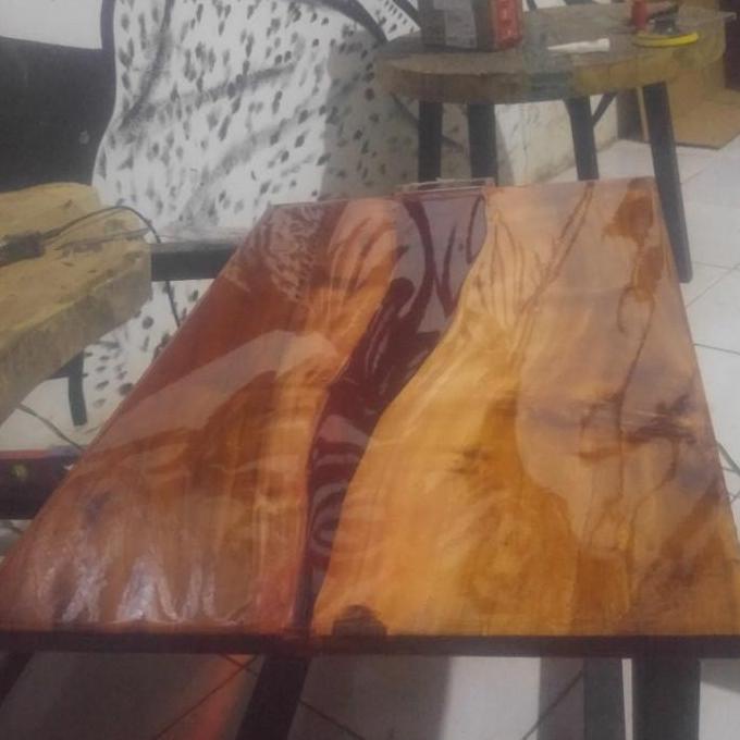 Ready Stok Wood Resin Table Meja River Resin Original Haredangshop