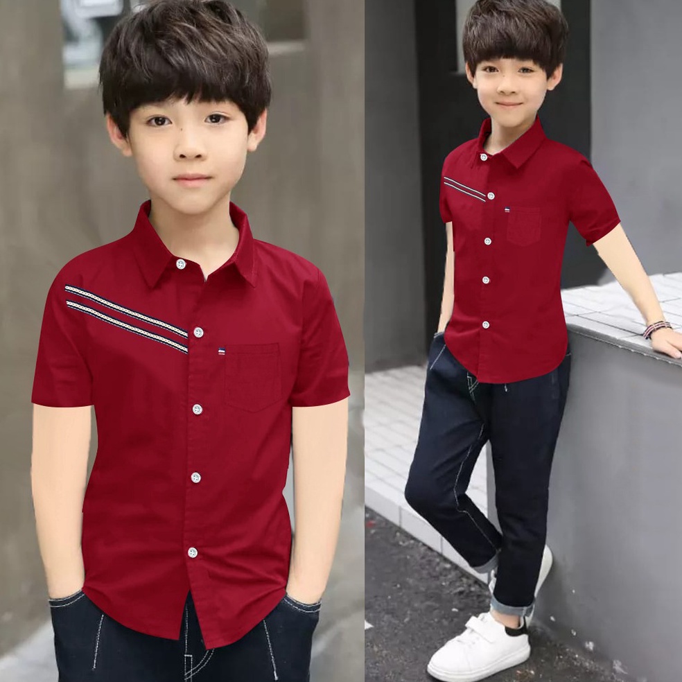 (C♥QQ♥) g.jv/hem kids DICKY pendek kemeja anak laki laki/baju distro anak cowok keren 2022 bahan kat