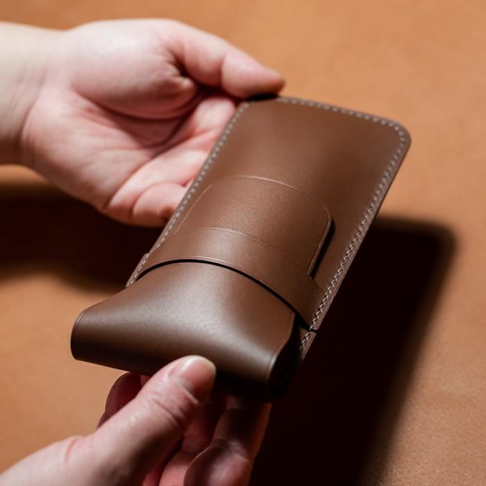 

Brown Leather Fountain Pen Case, Double Pen Case, Ballpoint Case Braow