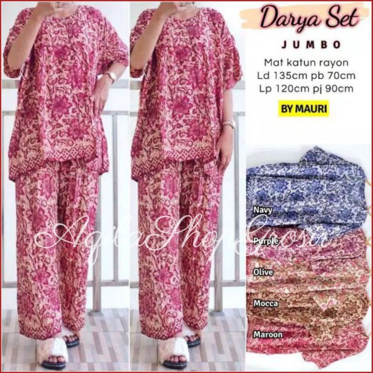 <1>RK3F-B CP JUMBO LATINA Setelan celana kulot panjang jumbo busui batik cantik / baju tidur PIYAMA 