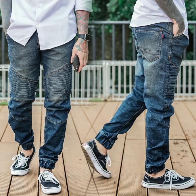CELANA JOGGER JEANS PRIA / JOGGER JEANS BIKER / CELANA PANJANG PRIA