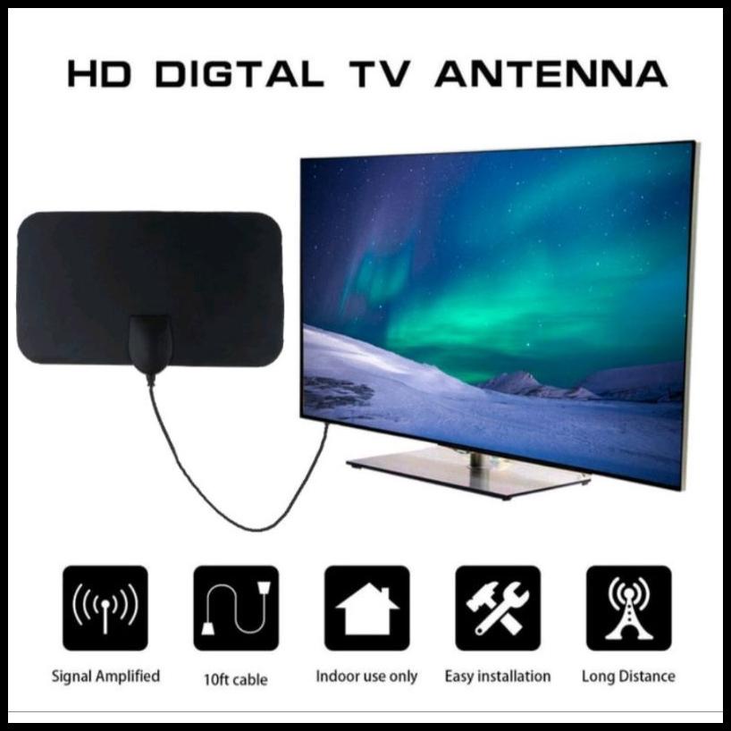 PROMO Antena Indoor TV Digital 4K VHF / UHF High Gain 25 dB Kabel 3 meter