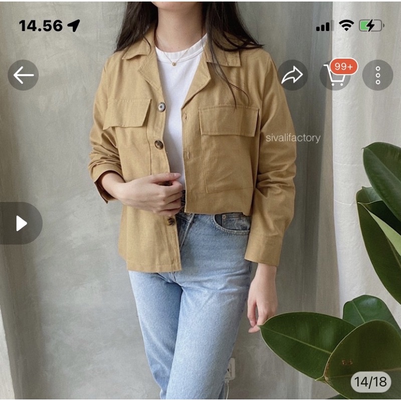 preloved claryn outer linen(Sivali Factory)kemeja linen/outer/preloved/barangsecond/fashionwanita