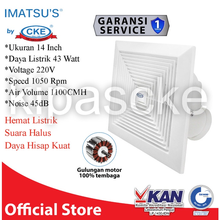 Ducting Exhaust Fan Plafon Kipas Hisap 14 Inch Ceiling Exhaust