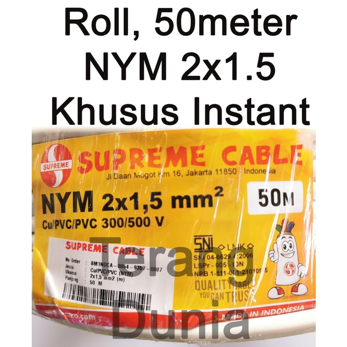 Terlaris Kabel Supreme Nym 2X1.5 Kabel Nym 2X1.5 Kabel Tunggal 2X1.5 Supreme