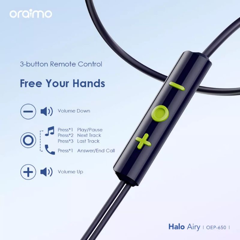 Oraimo Wired Earphone Kabel Handphone Type-C Halo C 1.2 OEP-650