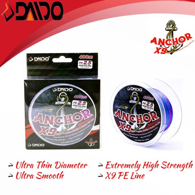 SENAR PE DAIDO ANCHOR X9 UKURAN PE 0.2 SAMPAI PE 4.0 WARNA MULTI