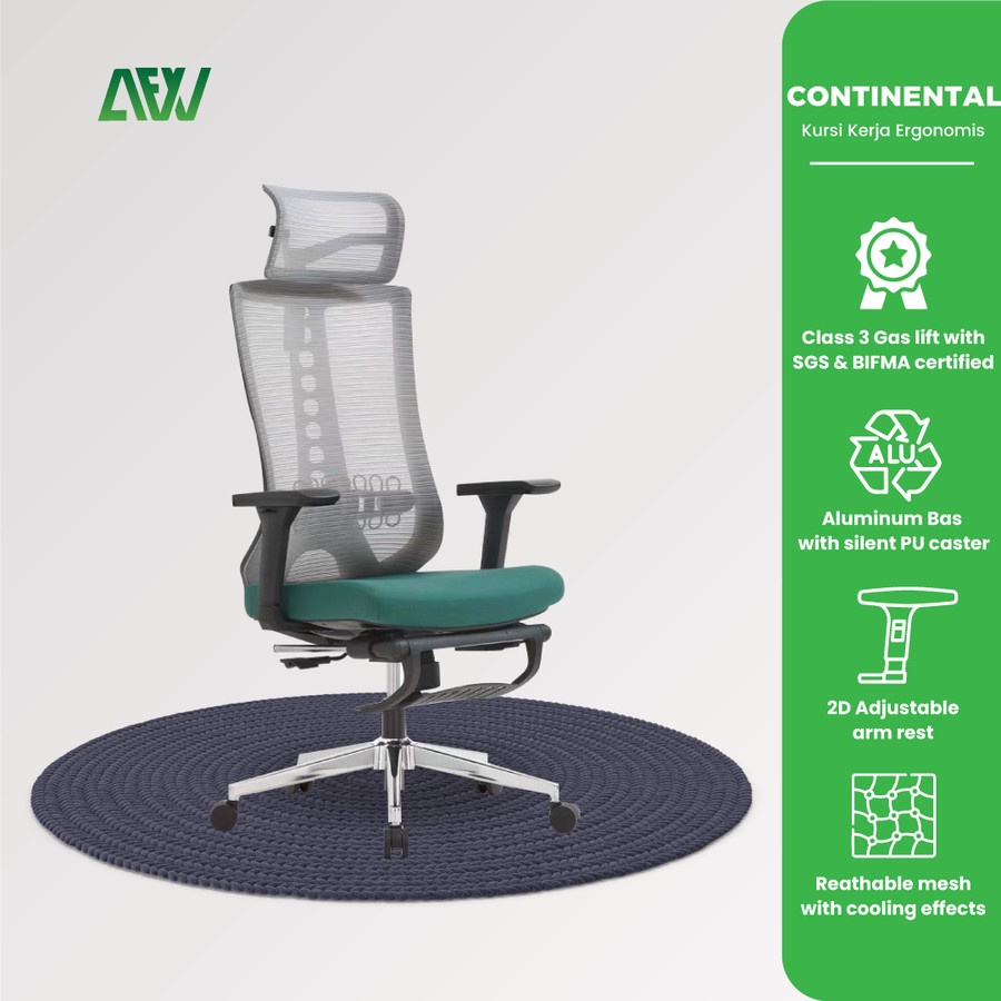 CONTINENTAL Kursi Kerja Ergonomis Office Working Chair Footrest