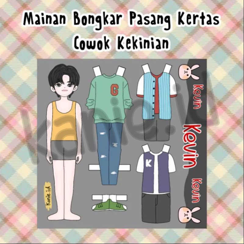 MAINAN BONGKAR PASANG KERTAS VERSI COWOK KEKINIAN /PAPERDOLL / BAJU BAJUAN