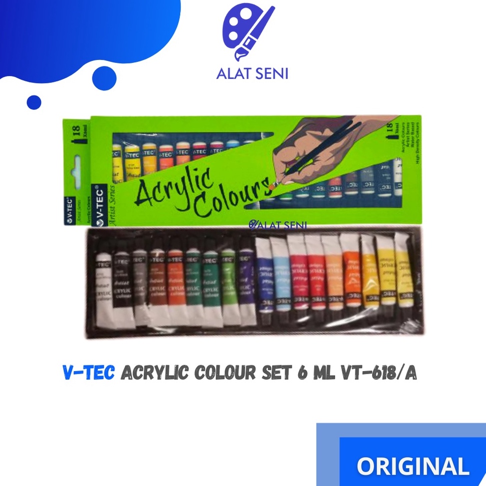 

➟5m Sale Cat Akrilik / V-TEC ACRYLIC COLOURS 6 ML SET 18 / V-TEC CAT AKRILIK 18 WARNA / PAKET CAT AKRILIK B96 ✿