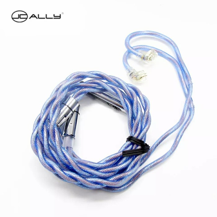 TERMURAH JCALLY JC20 with Mic Bold Spiral Foil 364 Cores Upgrade Cable Silver