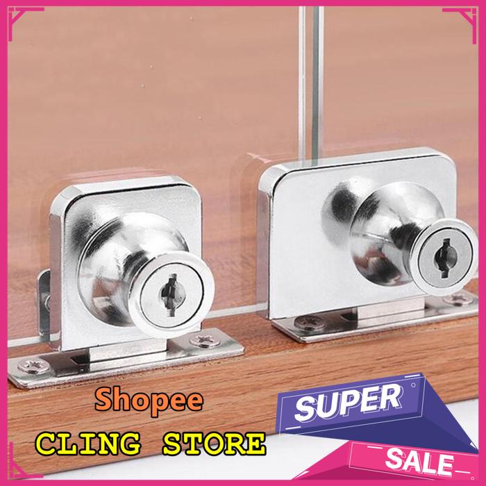 BERKUALITAS KUNCI KACA/KUNCI LEMARI RAK PAJANG KACA/KUNCI KACA JEPIT DOUBLE PINTU LEMARI/KUNCI LEMAR
