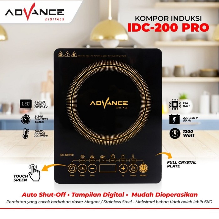Terlaris Advance Idc-200 Pro Kompor Listrik 1200Watt Kompor Induksi Touchscreen