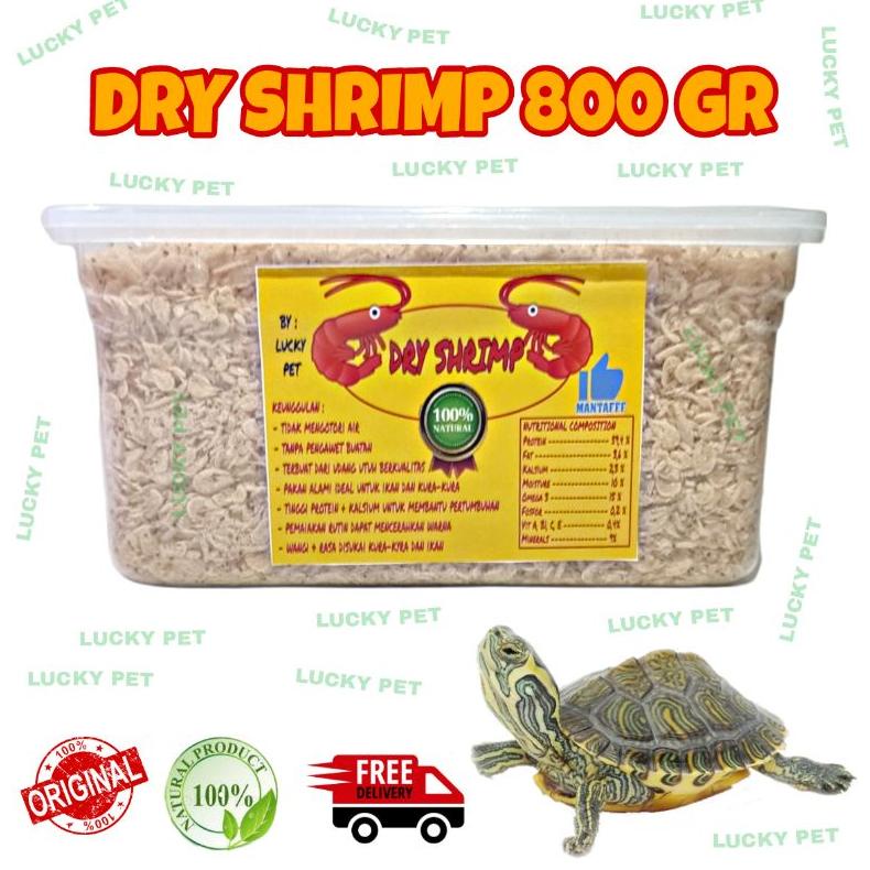 Ready [800 Gr] Dry Shrimp Udang Kering Pakan Makanan Kura Kura Air Brazil Dada Merah Kura Kura Ambon