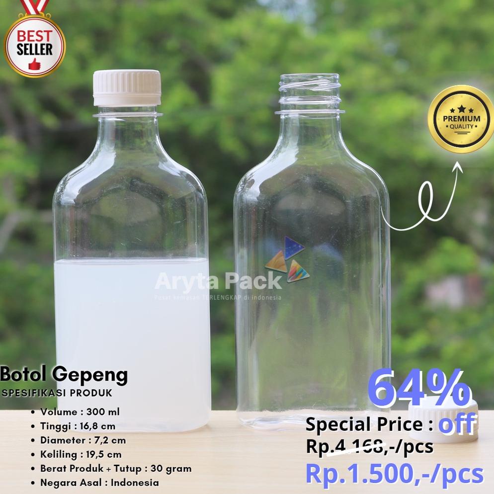 Populer Botol Plastik Pet 300Ml Gepeng Minuman Jus Susu Kopi Tutup Ln Warna-Warni Wxs