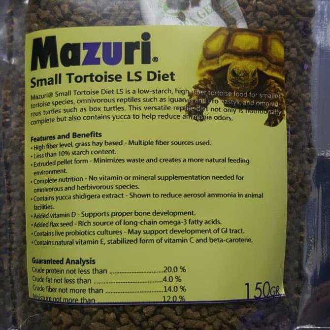 Laris Mazuri Small Tortoise Ls 150 Gr Pelet Baby Kura Kura Darat Sulcata Radiata Aldabra Istar