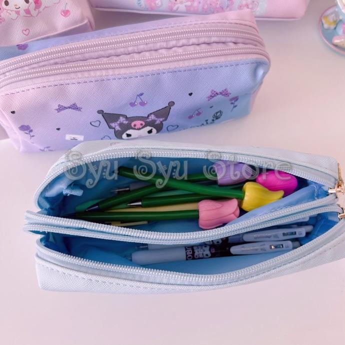 

Pouch Tempat Pensil 2 Sekat Resleting My Melody Kuromi Cinnamoroll