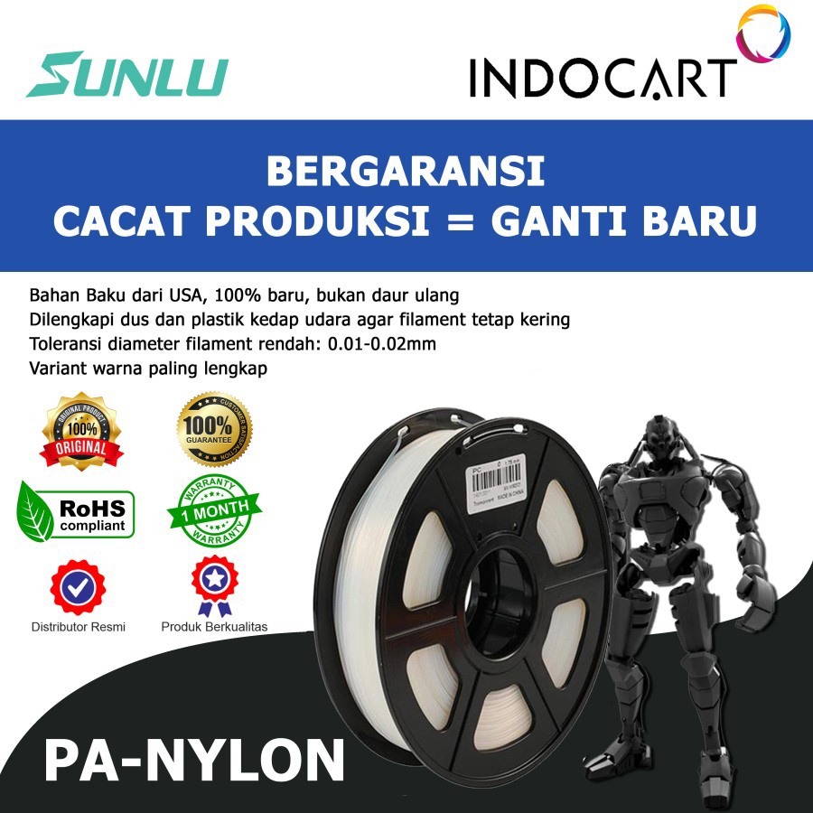 INDOCART Tinta Filamen 3D Printer Filament PA/NYLON 1.75mm 1kg