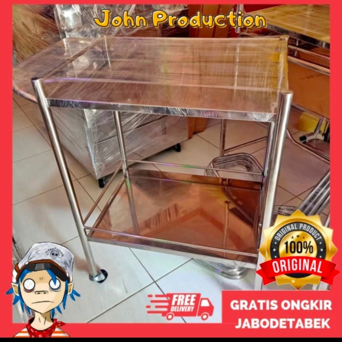 Best Seller Meja Rumah Sakit 2 Rak/ Troli Instrumen Rumah Sakit 2 Rak ( Stenllies)