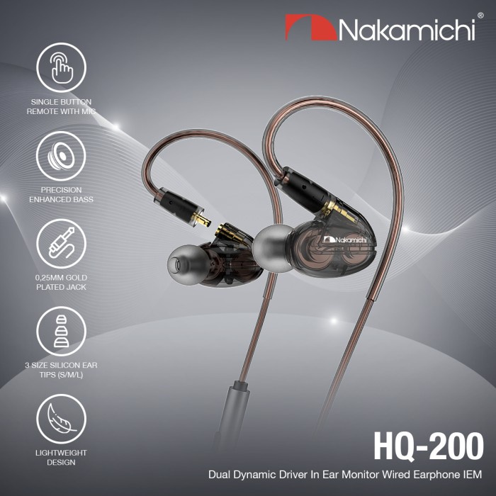 Nakamichi HQ 200 Dual Dynamic Driver In Ear Monitor Wired Earphone IEM