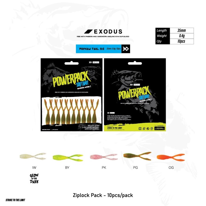 Softlure Exodus Power Pack - Forked Tail 35 Soft Plastic Lure