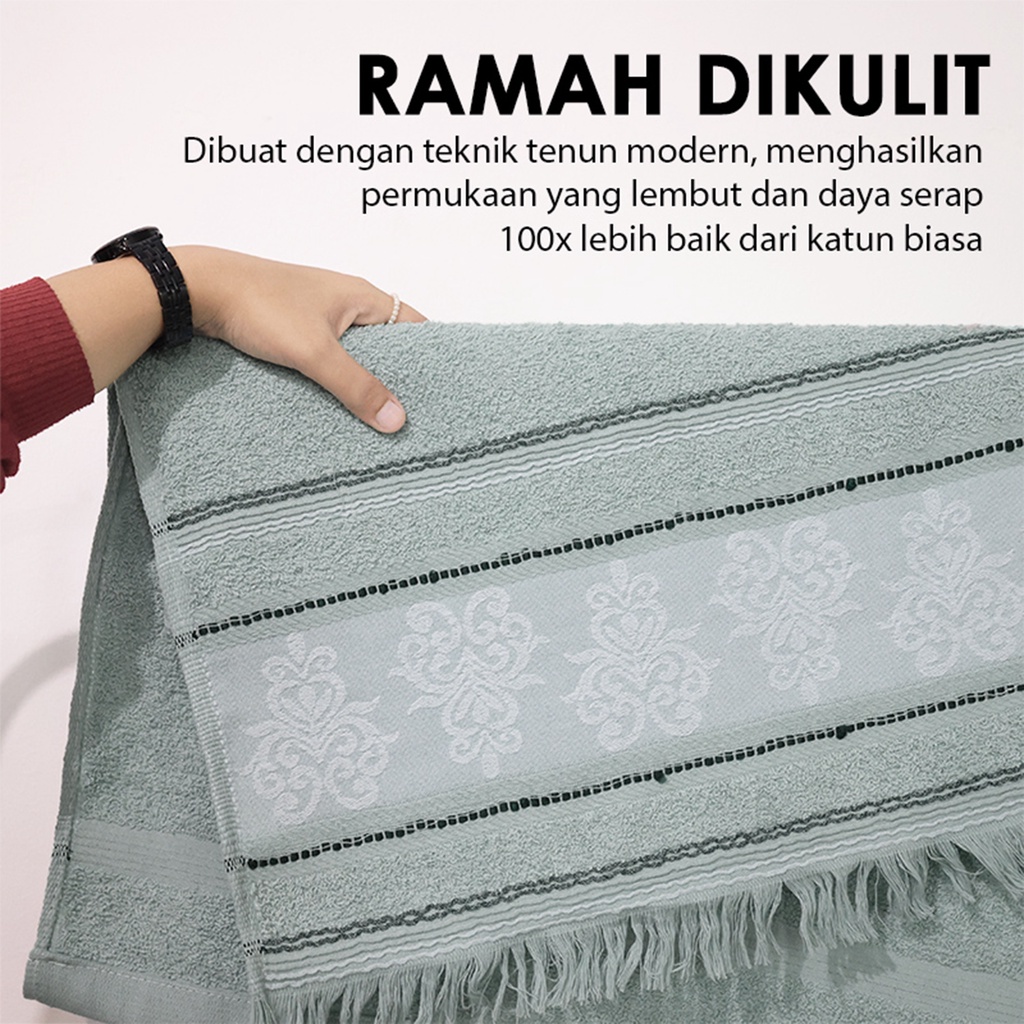 Handuk Wajah Multifungsi Ukuran 75cm x 33cm Handuk Muka Bahan Katun Super Lembut Motif Elegant Premium Quality - J3C4