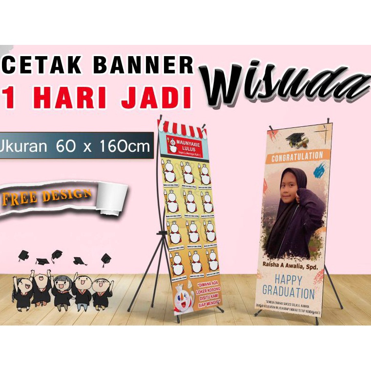 Termurah dan terbaik Cetak X Banner Wisuda Congratulations Protokol Kesehatan Prokes Wedding Corona 
