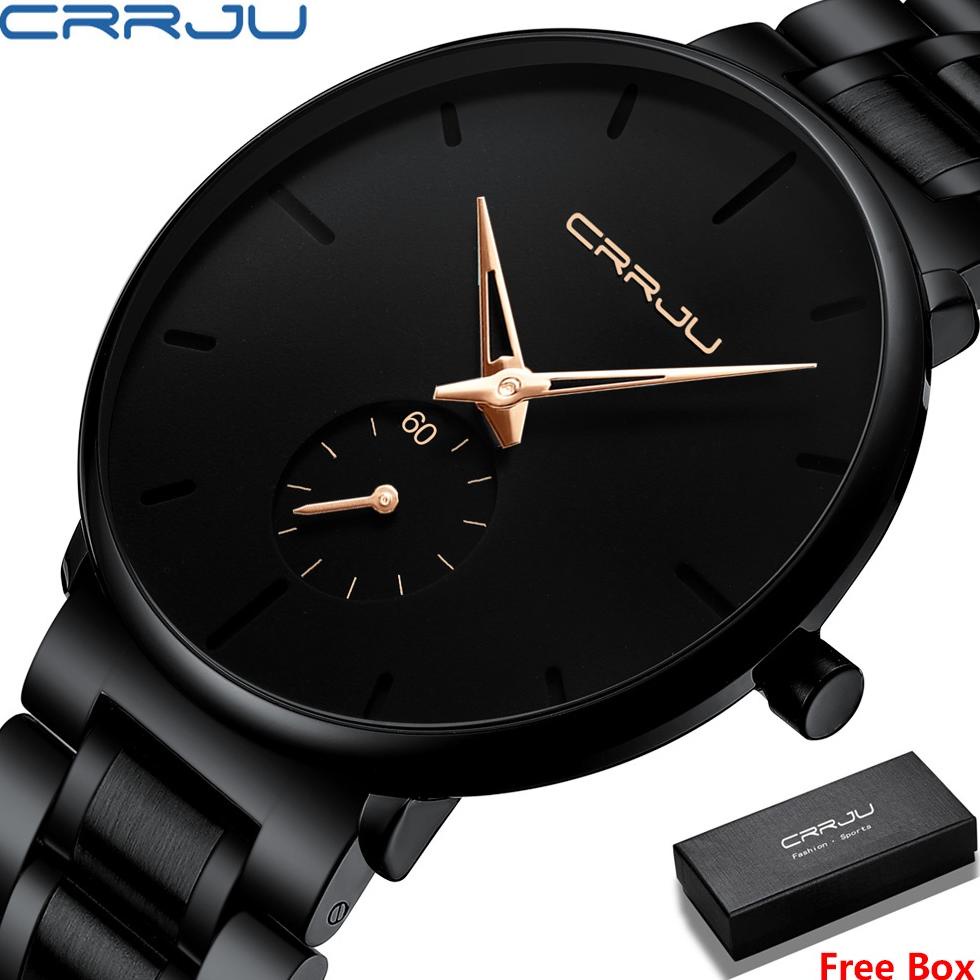 7.7 Jam Tangan Pria Sangat Tipis Crrju 100% Original Cowok Quartz Men Watch Cod Arloji Tahan Air