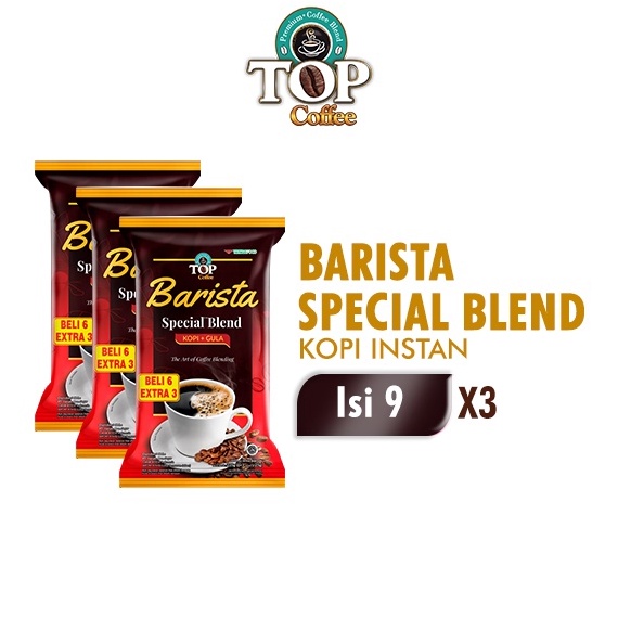 

Terlaris.. [Buy 2 Get 1] Top Coffee Barista 25 gr x 6 pcs (ISI 6+3) 8K8