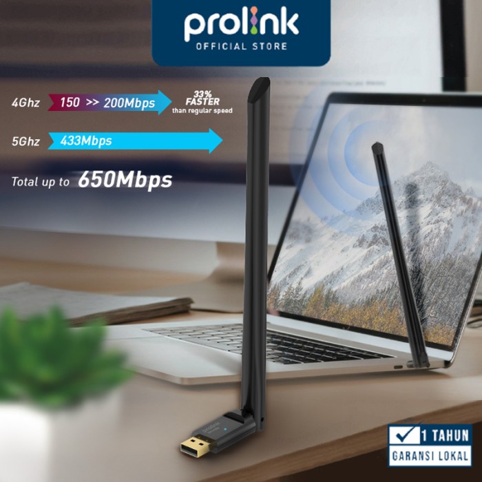 Wireless USB Adapter 6dBi Antenna PROLiNK DH5103U AC650 Dual Band